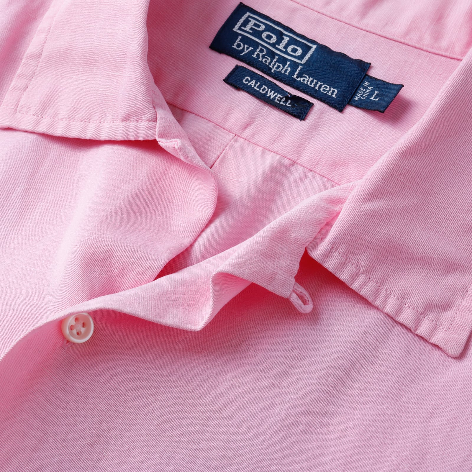 未使用】90s Ralph Lauren special silk linen open collar shirt big