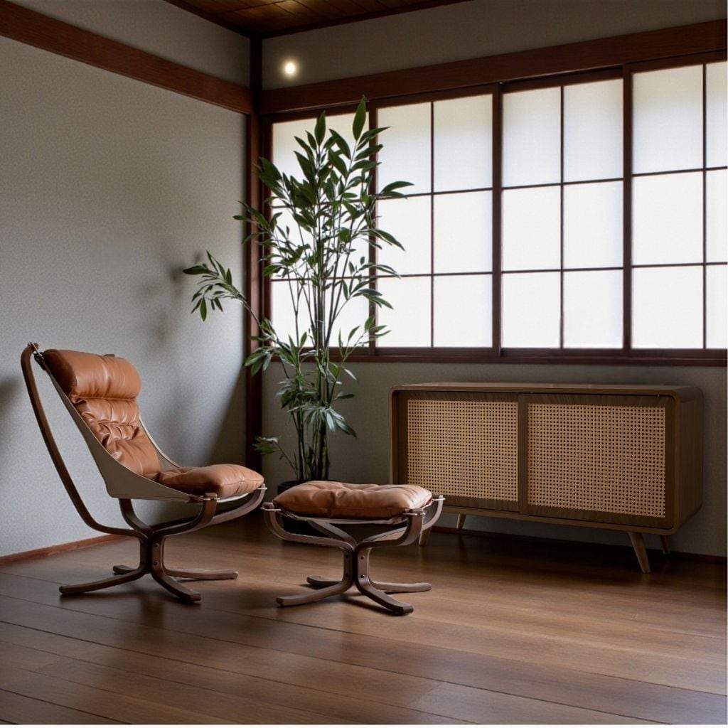 Rattan Cabinet Slide Door Brown / ラタンキャビネット 引き戸仕様
