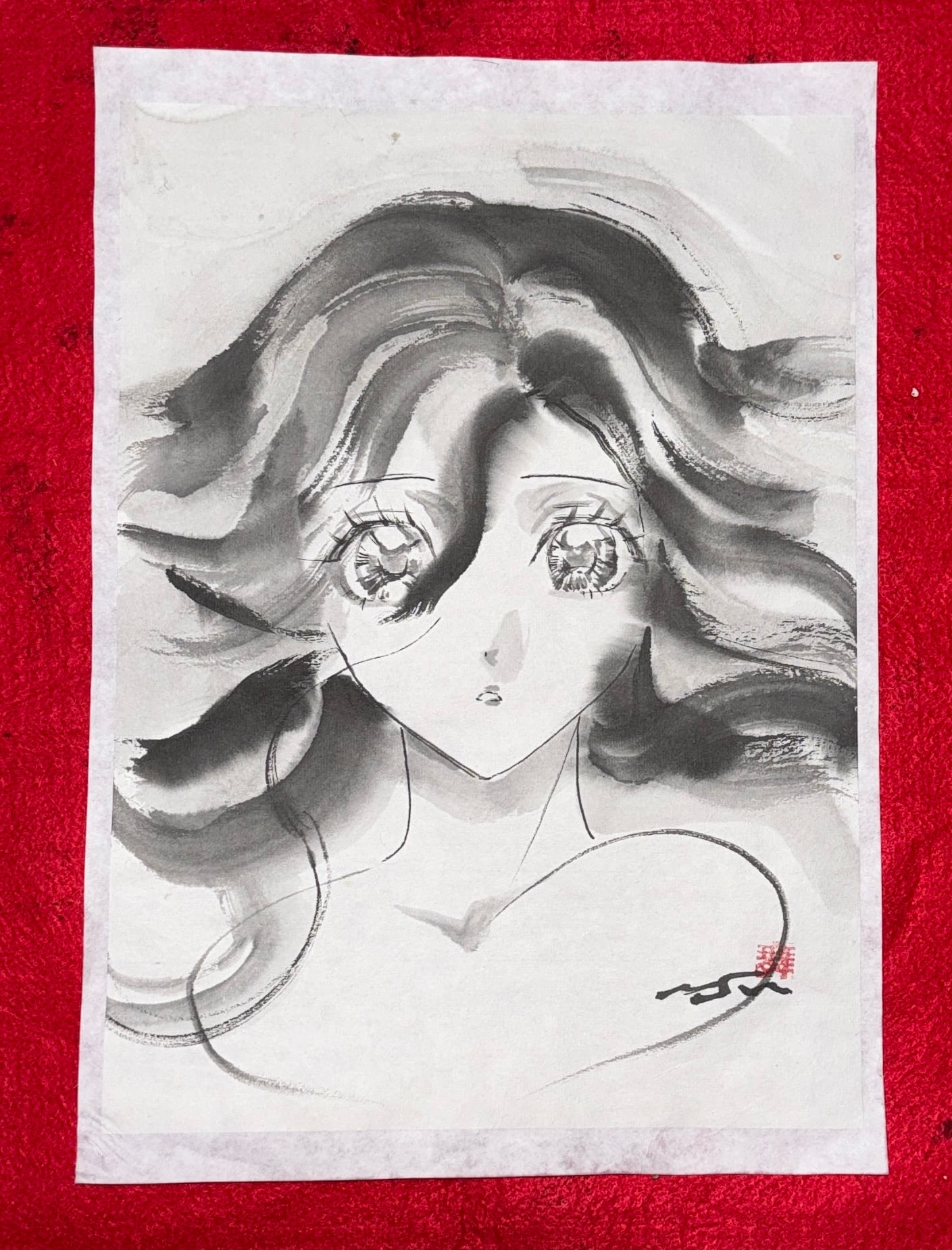 原神 放浪者 美人画 肉筆画 墨絵 水墨画 原画 現品限り | まさい屋