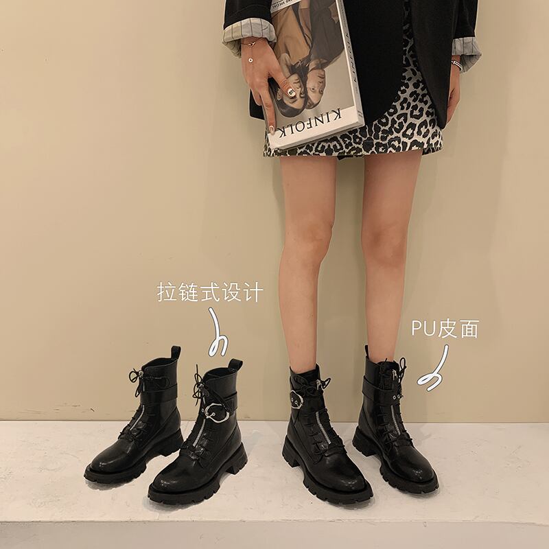 ショートブーツレディースレッドベルト バックルスタイルオータム 靴 シューズ 秋物 ハーネス フェイクシューズ64390220234