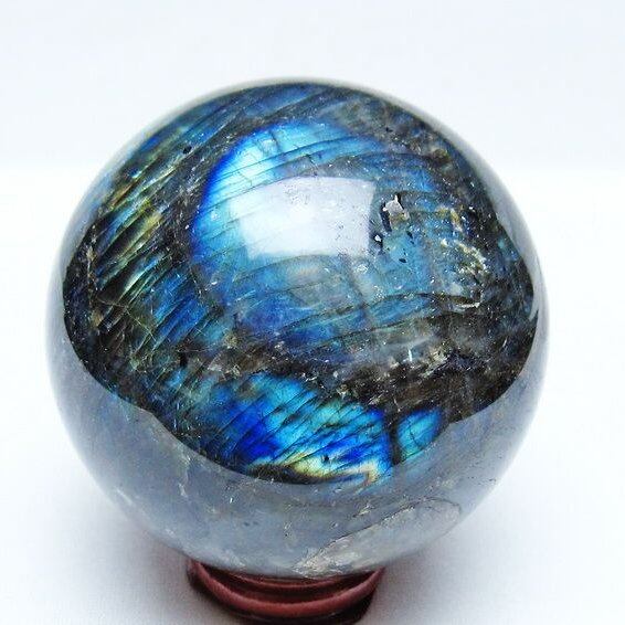 ラブラドライト 丸玉 77mm スフィア 置物 一点物 151-9165