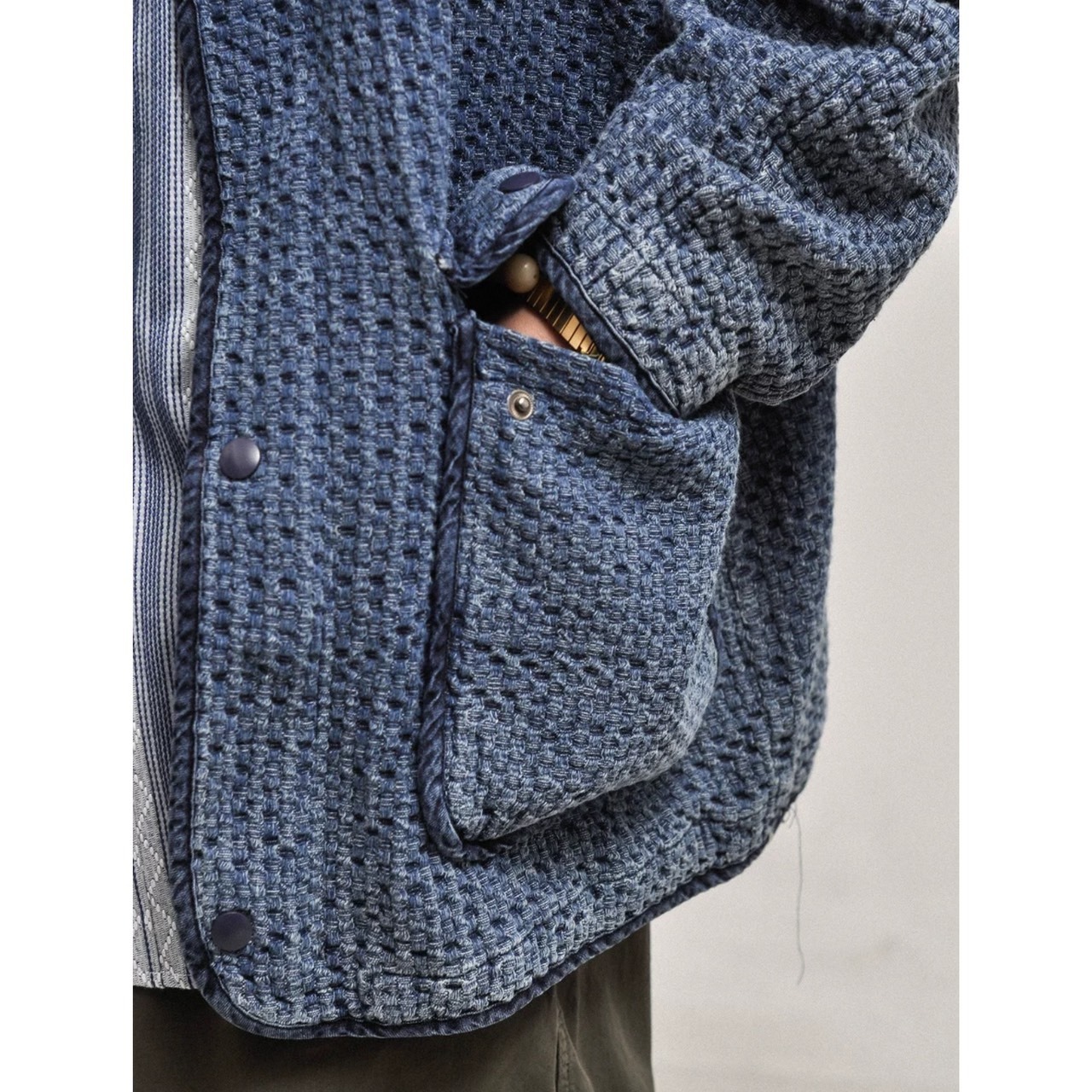 Stand collar waffle weave jacket 0449 - 6