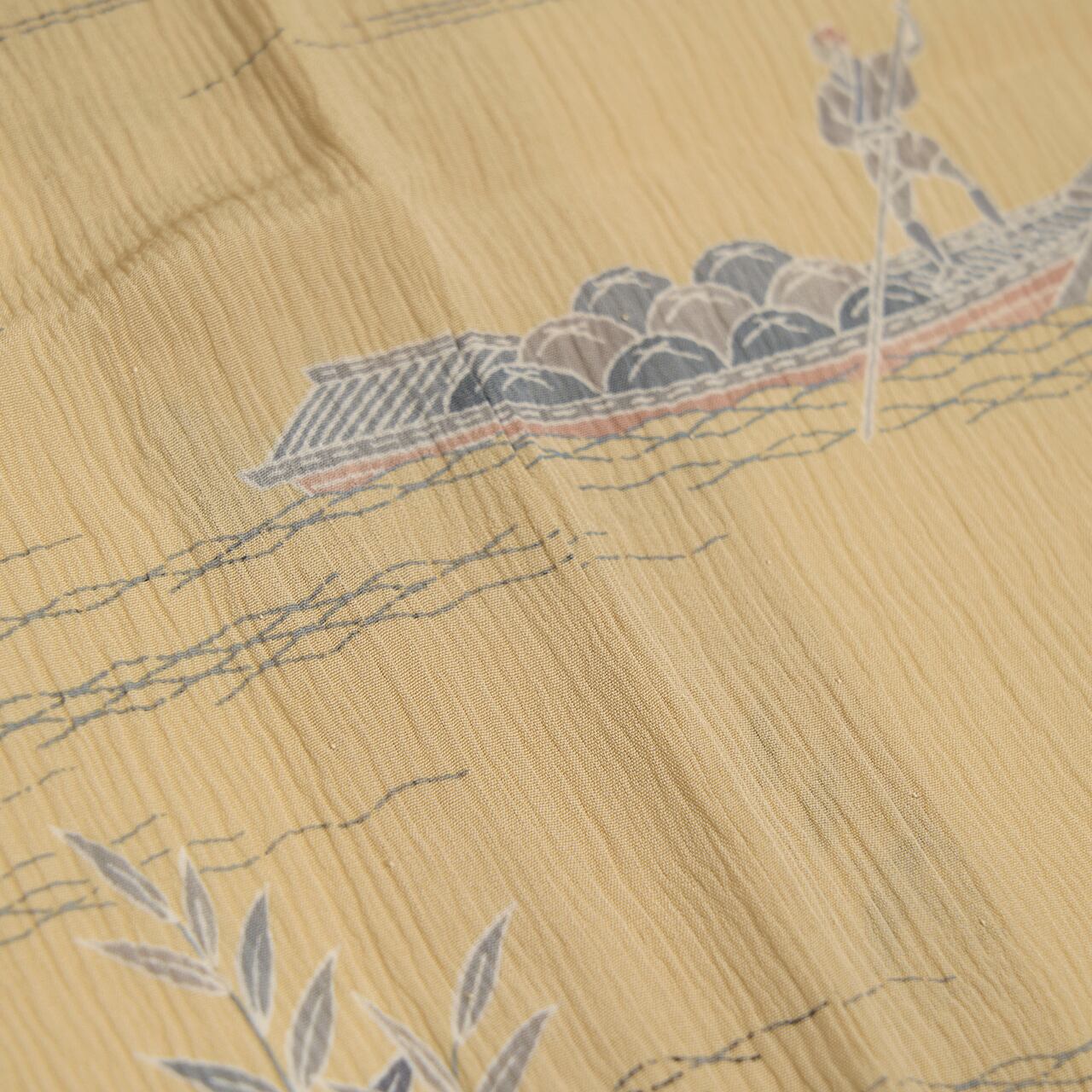 茶屋辻模様 手描友禅 絹ちぢみ単衣着物【中古】 | かわの屋