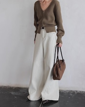 Wide white denim Pants T20300