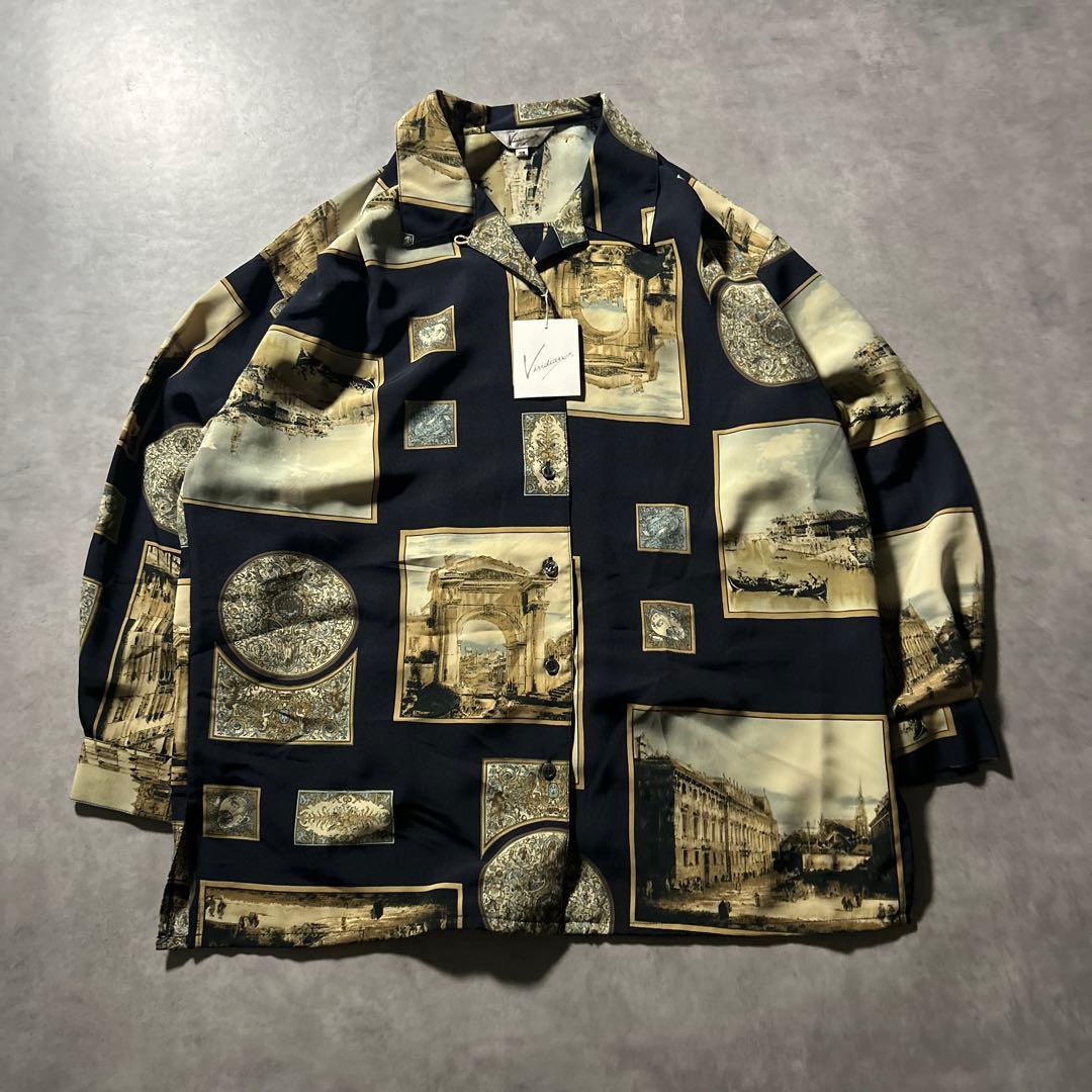 ヴィンテージ ユニセックス 総柄 ヨーロピアン アートパターンデザイン シャツ