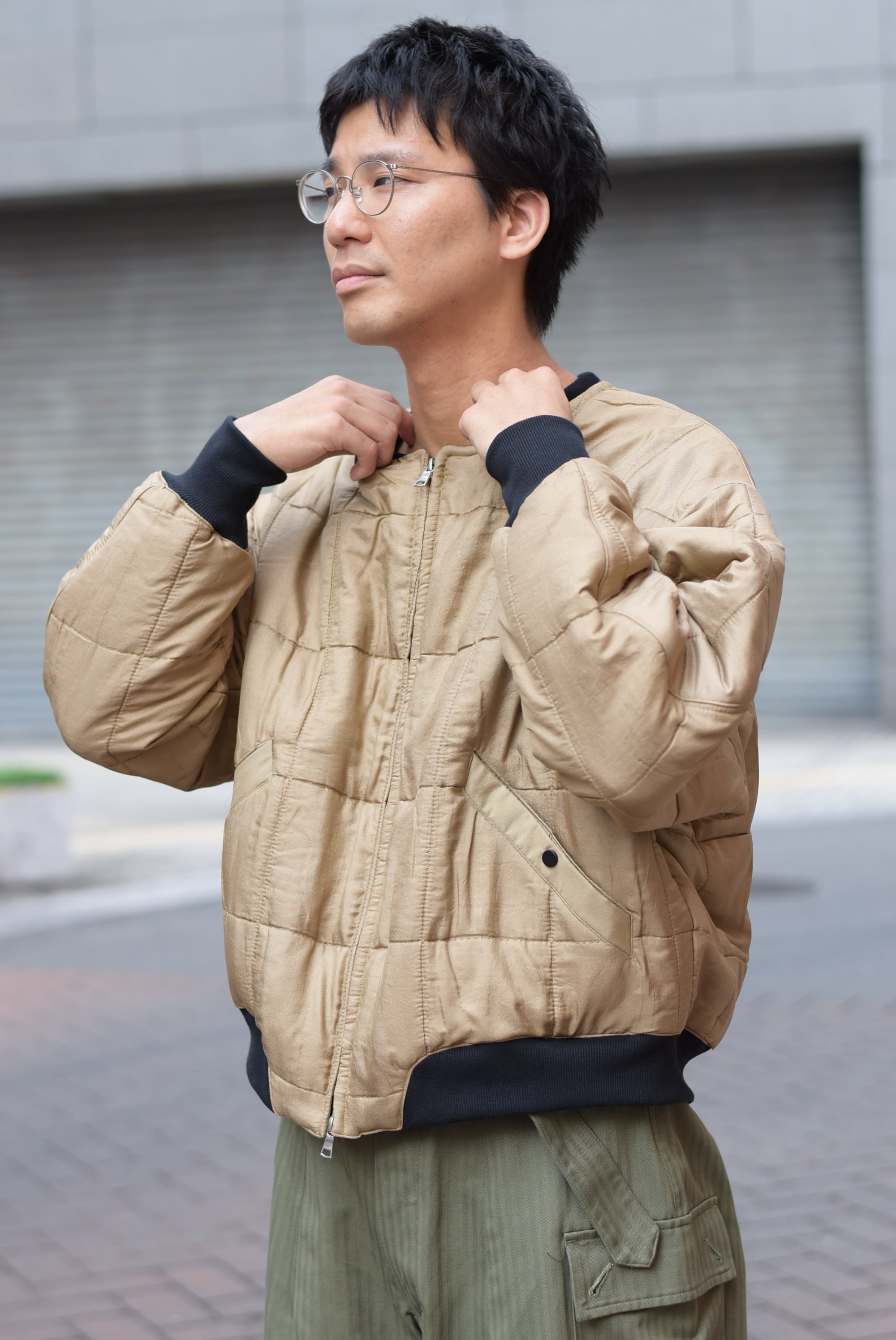 HAVERSACK】Silk Quilting No-Collar Blouson | theater(シアター)