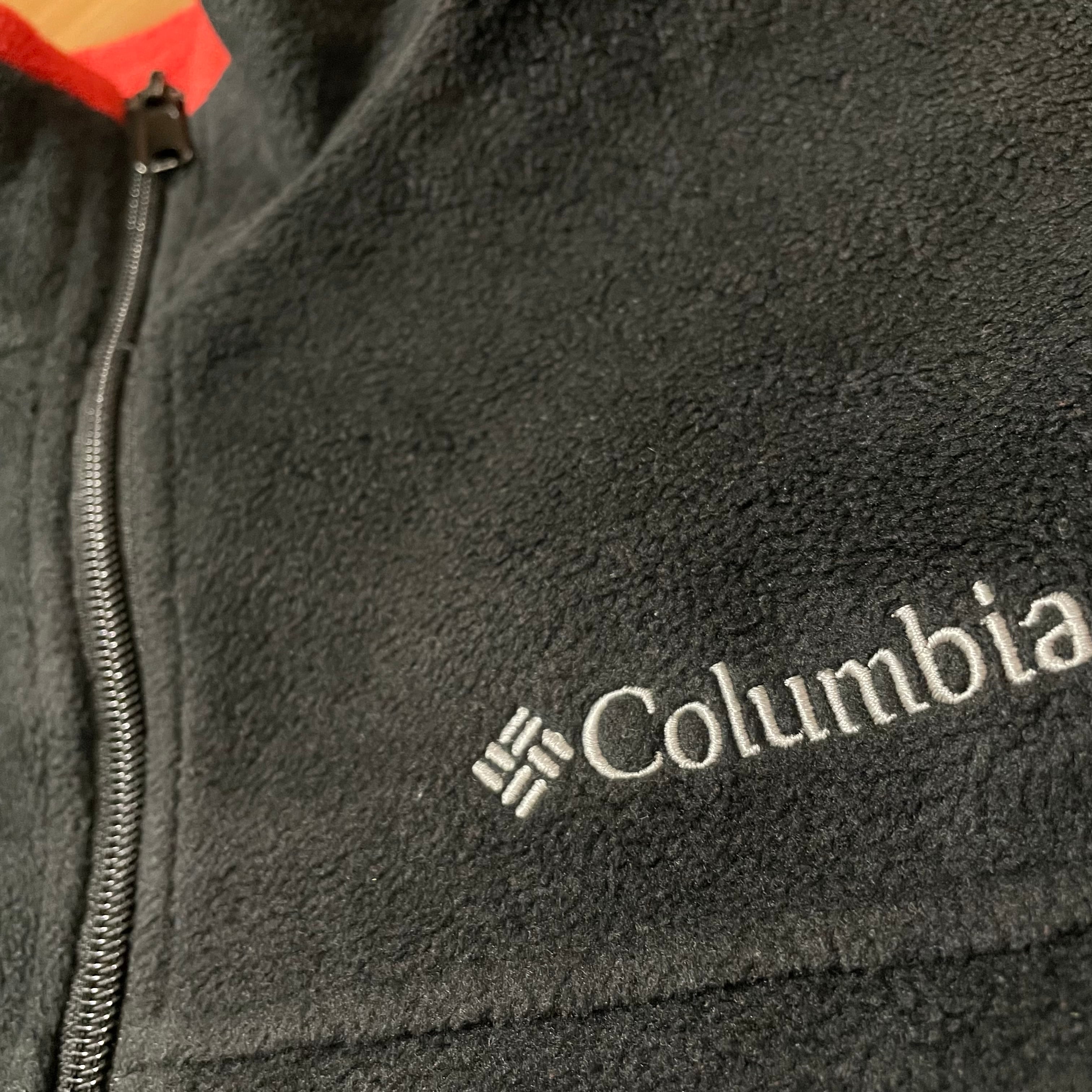 Columbia】90s フリース ジャケット 刺繍ロゴ ワンポイントロゴ 赤黒
