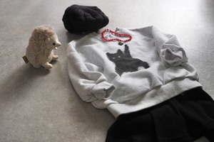 【elly molly】shadow cat トレーナー (White)100〜130cm【230915el】