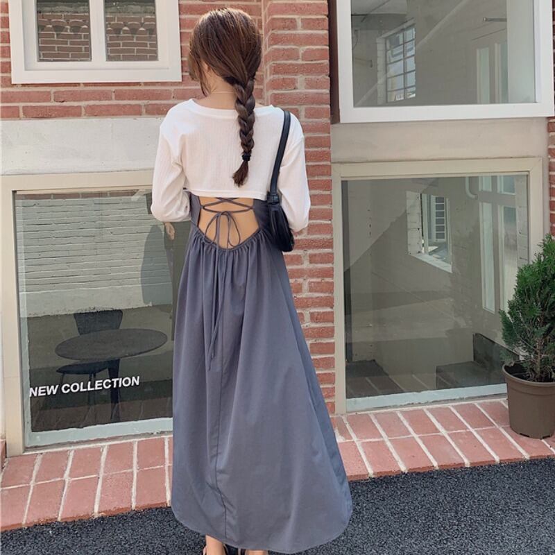 ドレス ホルターウェストロングスカート ブラウス YY-ファッション19253190500