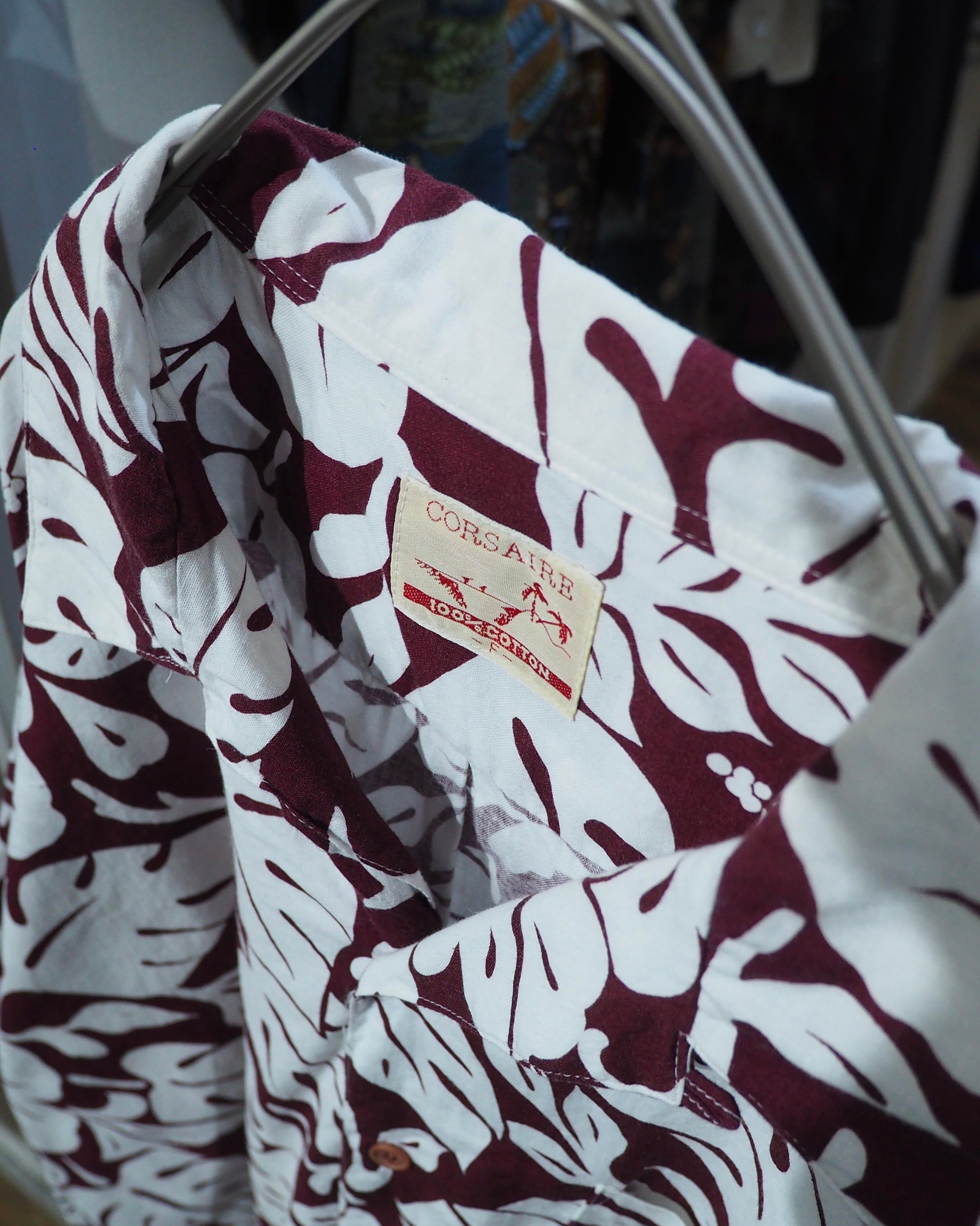 1980 ‐ 90s Piebald Flower all Over pattern vintage SS open collar Shirt