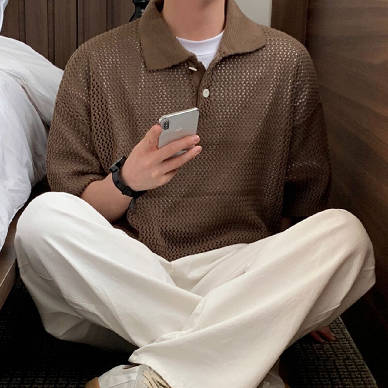 ざっくりニットポロシャツ　MT0080431