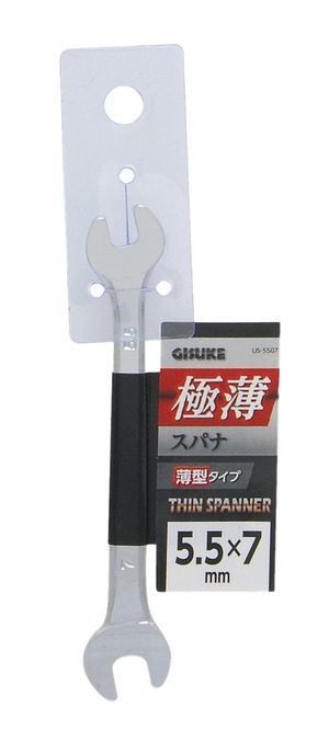 【数量限り】高儀(Takagi) 極薄スパナ 5.5×7mm 薄型 スパナ 両口 クロムメッキ仕上げ 家具 組立て 机 椅子 ワゴン キャスター 取り替え 作業 工具