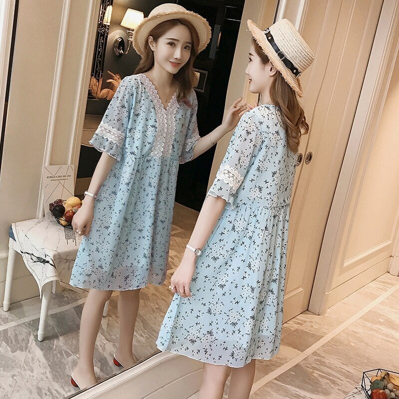 【新作】【送料無料】 マタニティ服シフォンスカート2020年夏スタイルスタイルの妊婦ルーズフィットドレス サマー 夏物 AL expec364744953123
