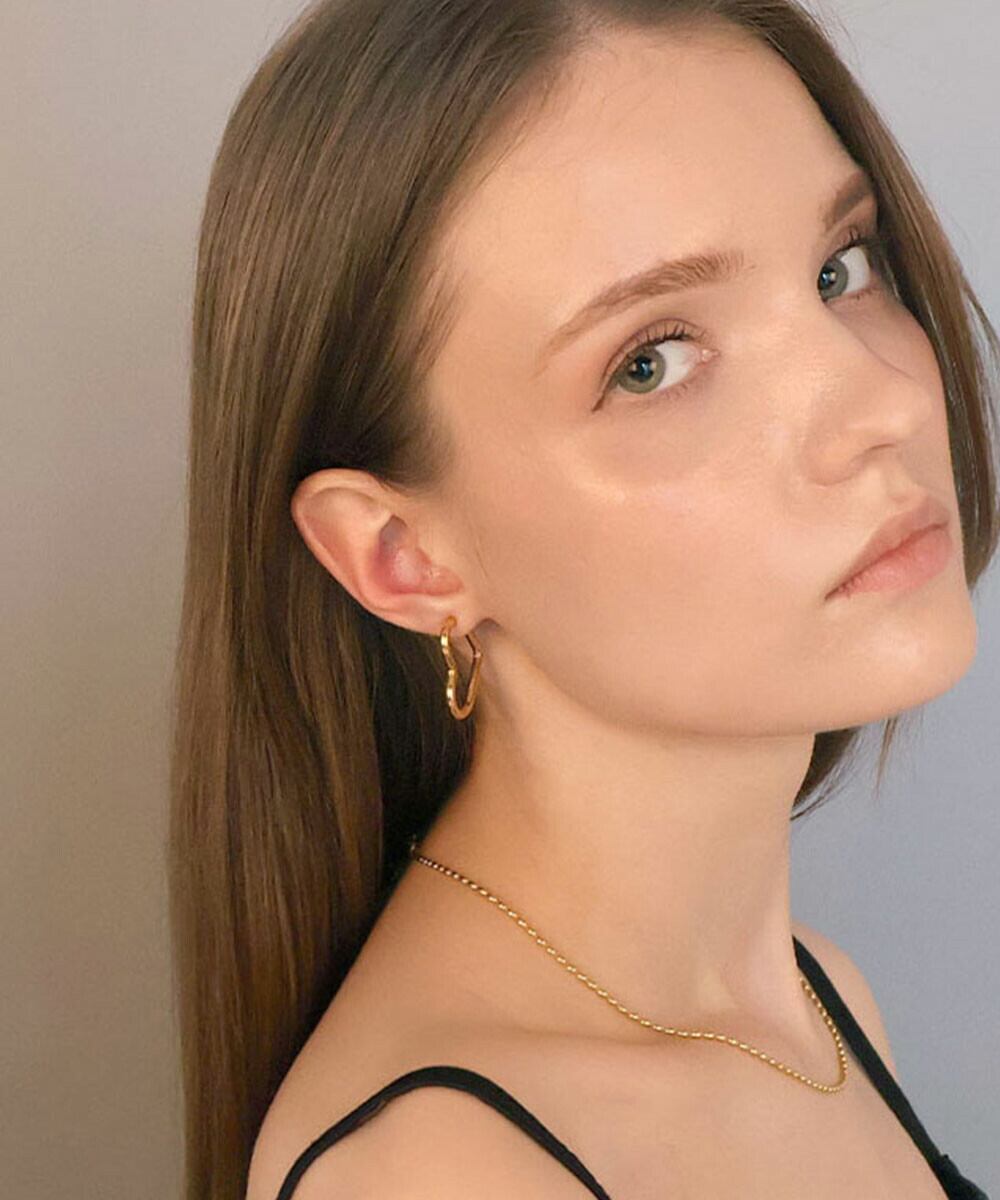 【SELECT】サージカルステンレス 316L ハート フープピアス / 金属アレルギー対応