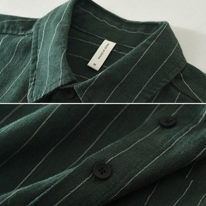 【M-3XL】Pinstripe Short Sleeve Shirt / ピン ストライプ 半袖 シャツ