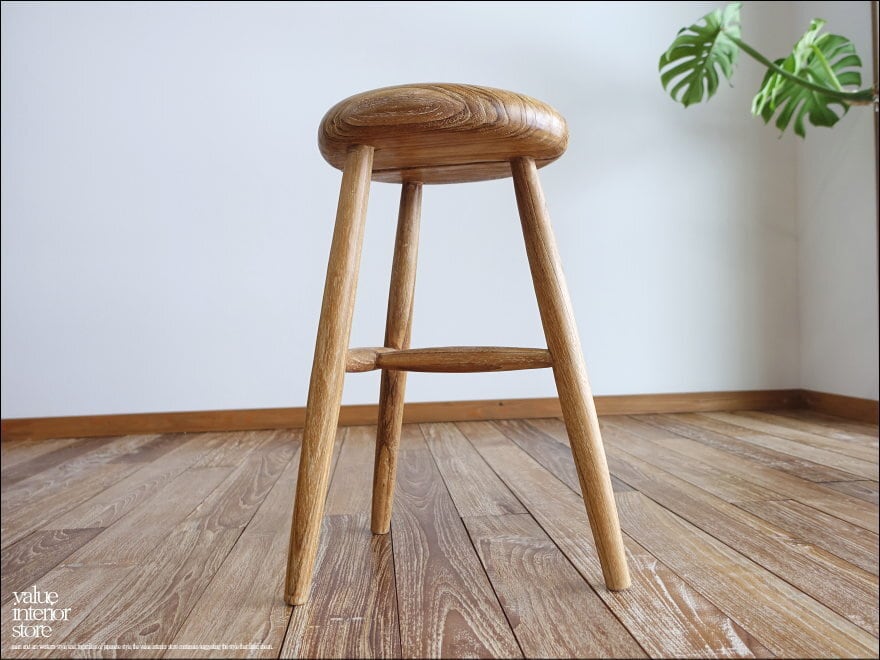 チーク無垢材 スツールCirT / NA02 椅子 イス ナチュラル カフェチェア 無垢材スツール ナチュラル 手作り家具