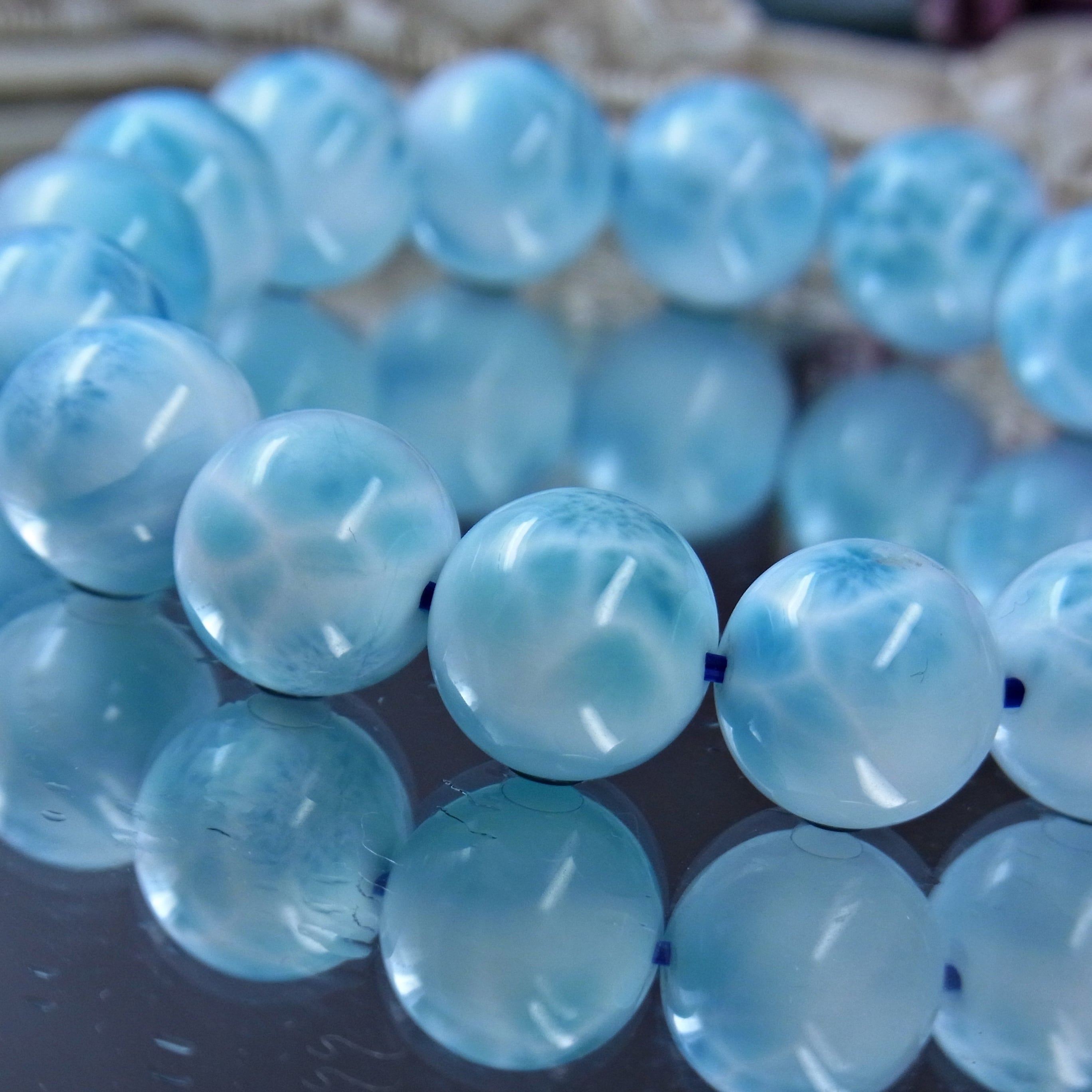 まゆ様♥️ブレス2本♡ラリマー くま＆ストロベリークォーツ苺天然石ブレスレット ラリマー ストロベリークォーツ ブレスレット まゆ様♥️ブレス2本