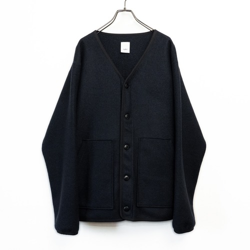 Wool felt liner cardigan / Dark navy