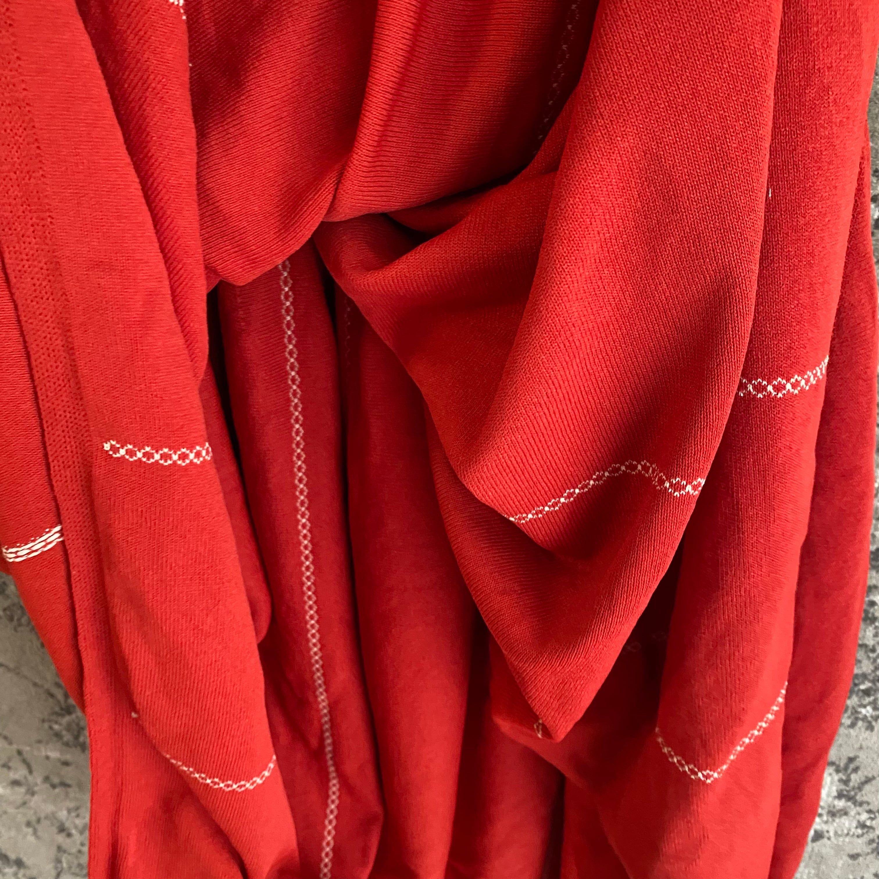 ウールコットン綿ワンピース赤ストライプヴィンテージ古着レディース  