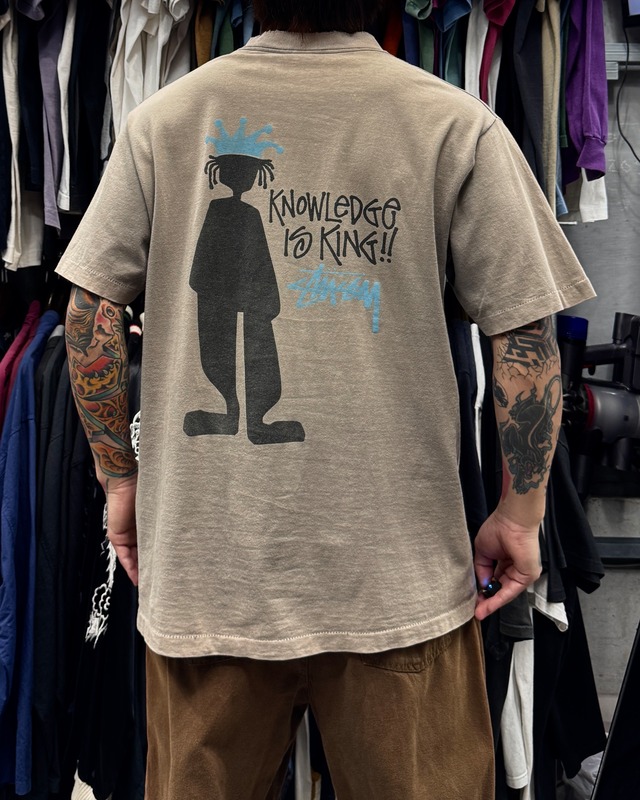 【Special!!】90’s old stussy Shadow Man Design Tee “白タグ” “シャドーマン” “Knowledge is King!!”【高円寺本店】