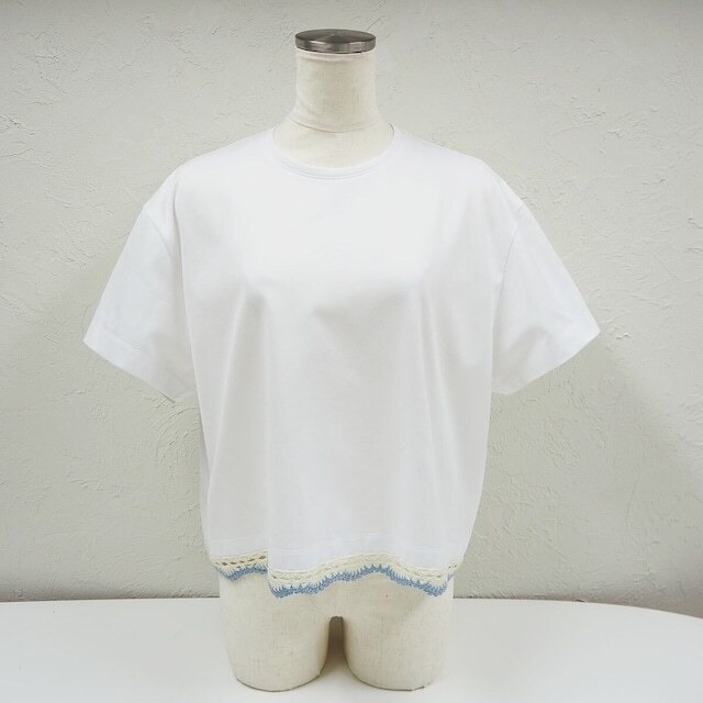 DEMODEE　CROCHET TEE    WHITE  BLUE