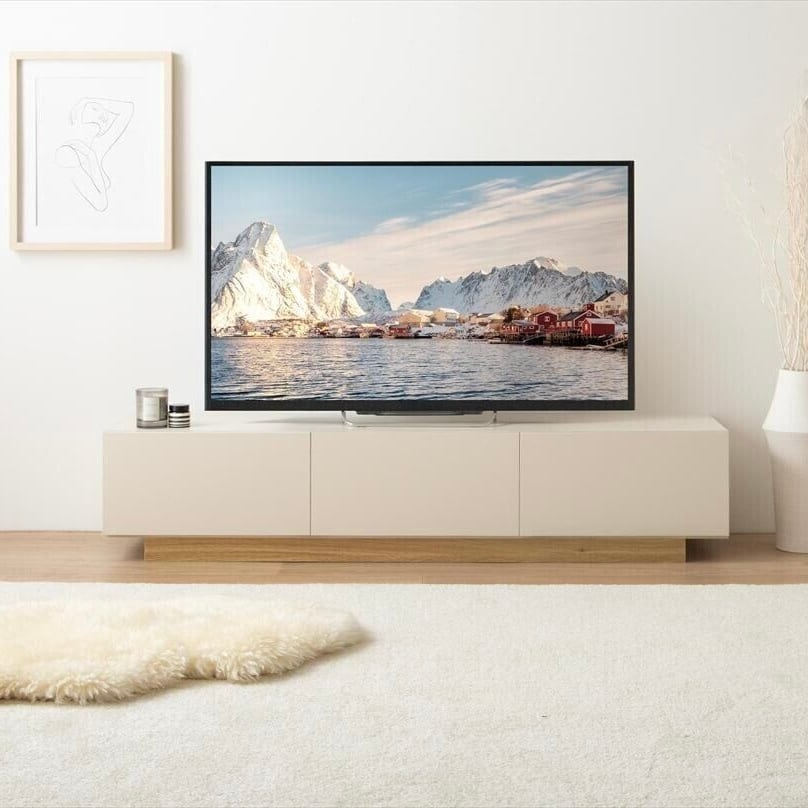 【幅150cm】バイカラーの配色が特徴的な引き出し付きテレビ台