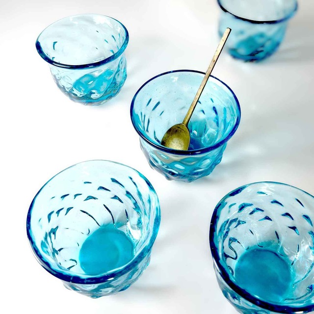 【ガラス工房清天】みなも浅グラス 水色 [琉球ガラス]