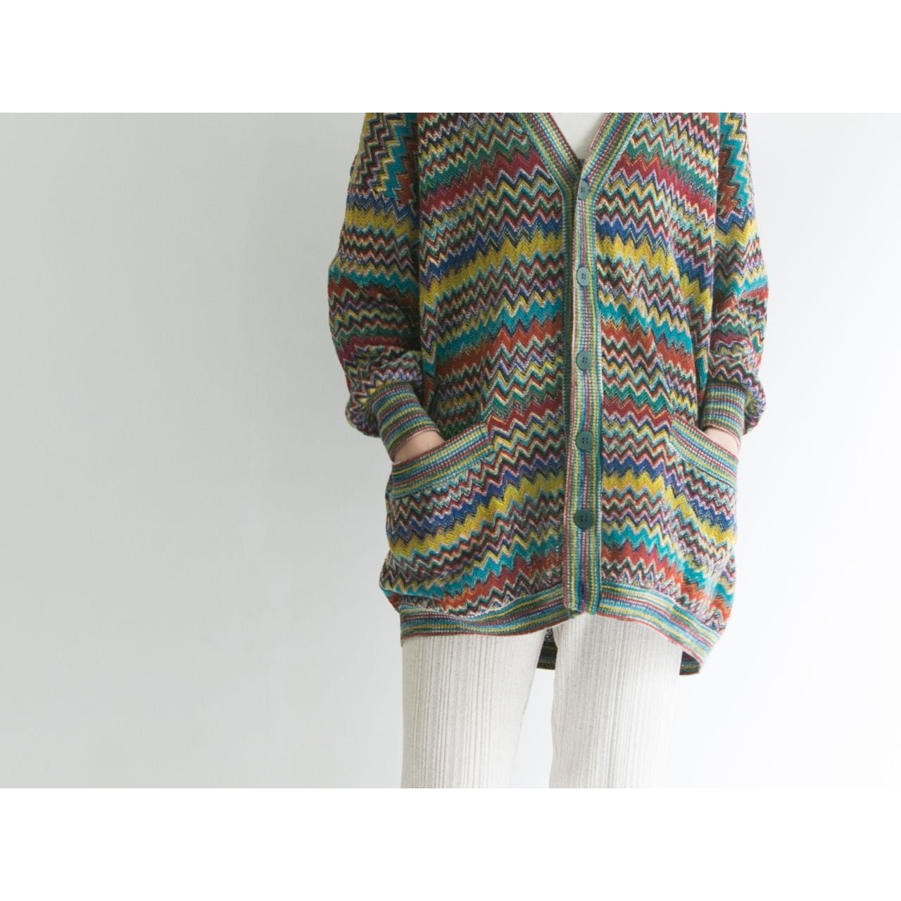 MISSONI ストライプ ウール混 ロング ニット カーディガン   44