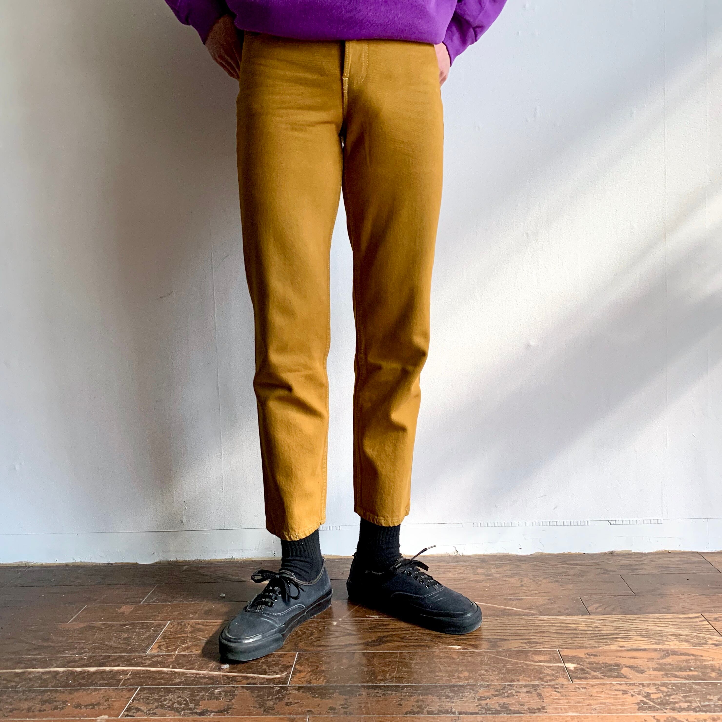 1336. 1990's levi's 701 garment dyed mustard 後染めマスタード