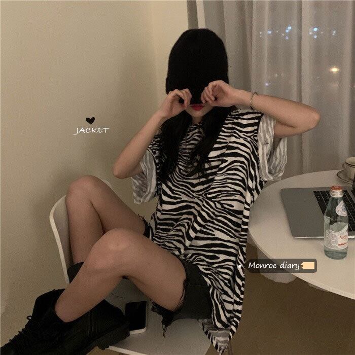 ルーズトップス サマーパターンTシャツ 夏物 モンロー53037635398