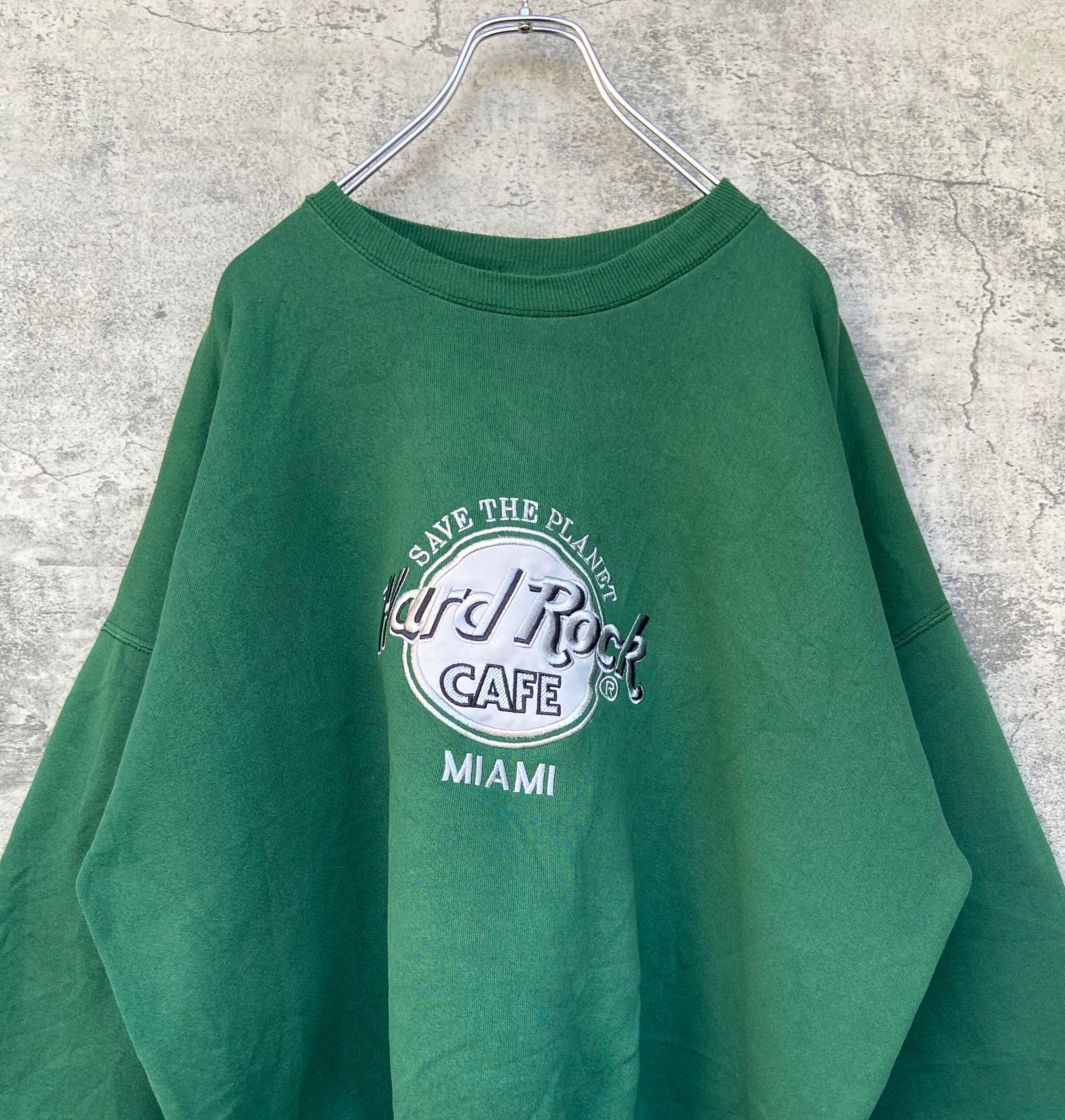 USA製 Hard Rock Cafe/ ハードロックカフェ スウェット 刺繍 緑 オーバーサイズ トレーナー