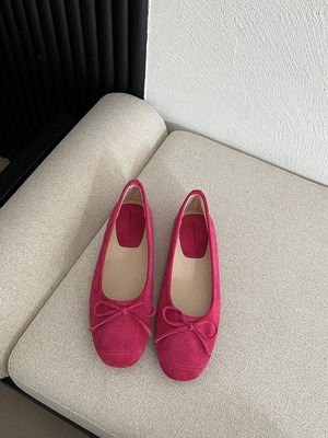 suede stitch flat shoes /color