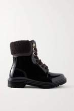 【SEE BY CHLOE】 florrie shearling-trimmed glossed-rubber rain ブーツ 220100064