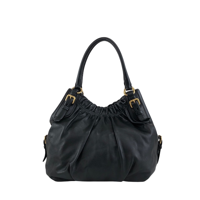 PRADA プラダ ショルダーバッグ ブラック ロゴ レザー ホーボーバッグ vintage ヴィンテージ オールド k2n6cf