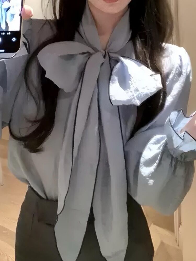 大きなリボンが可愛すぎる リボンタイ付きシフォンブラウス 大きなリボンが可愛すぎる リボンタイ付きシフォンブラウス
