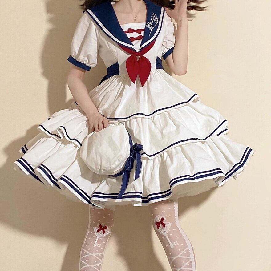 外箱不良宅配便送料無料 アイドル風ロリータ セーラーセットアップ