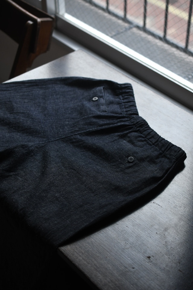 Cale / Cotton Linen Denim Easy Trousers (Navy)