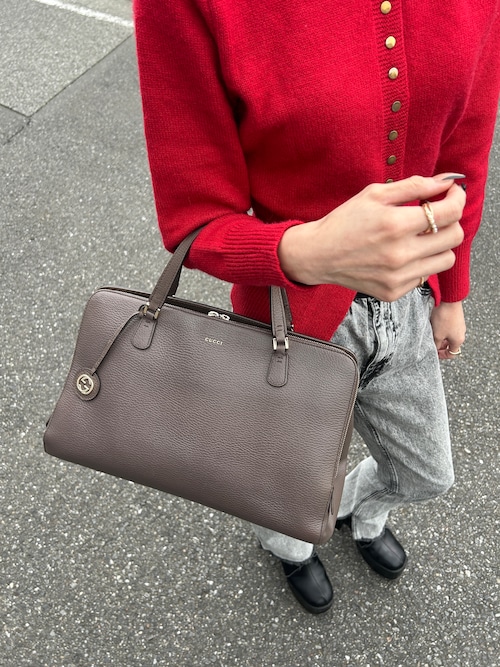 GUCCI グッチ インターロッキング ハンドバッグ ブラウン チャーム レザー 2WAY ボストンバッグ vintage ヴィンテージ オールド 8v35mj