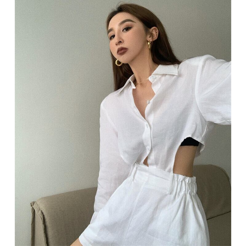 ショートホワイトトップス レッドハイウェストショーツ サマー 夏物 ブルマー ガールズファッション30378194150