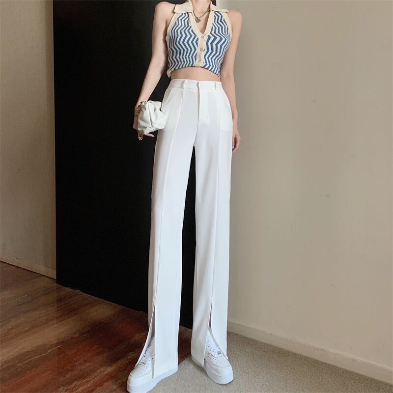 サマースリットパンツ カラーカジュアルルーズ 夏物 ピュア ガールズファッション58939362671