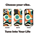 受注生産 iPhoneケース 丸と波のカラーブロック｜レトロポップ CURV019A