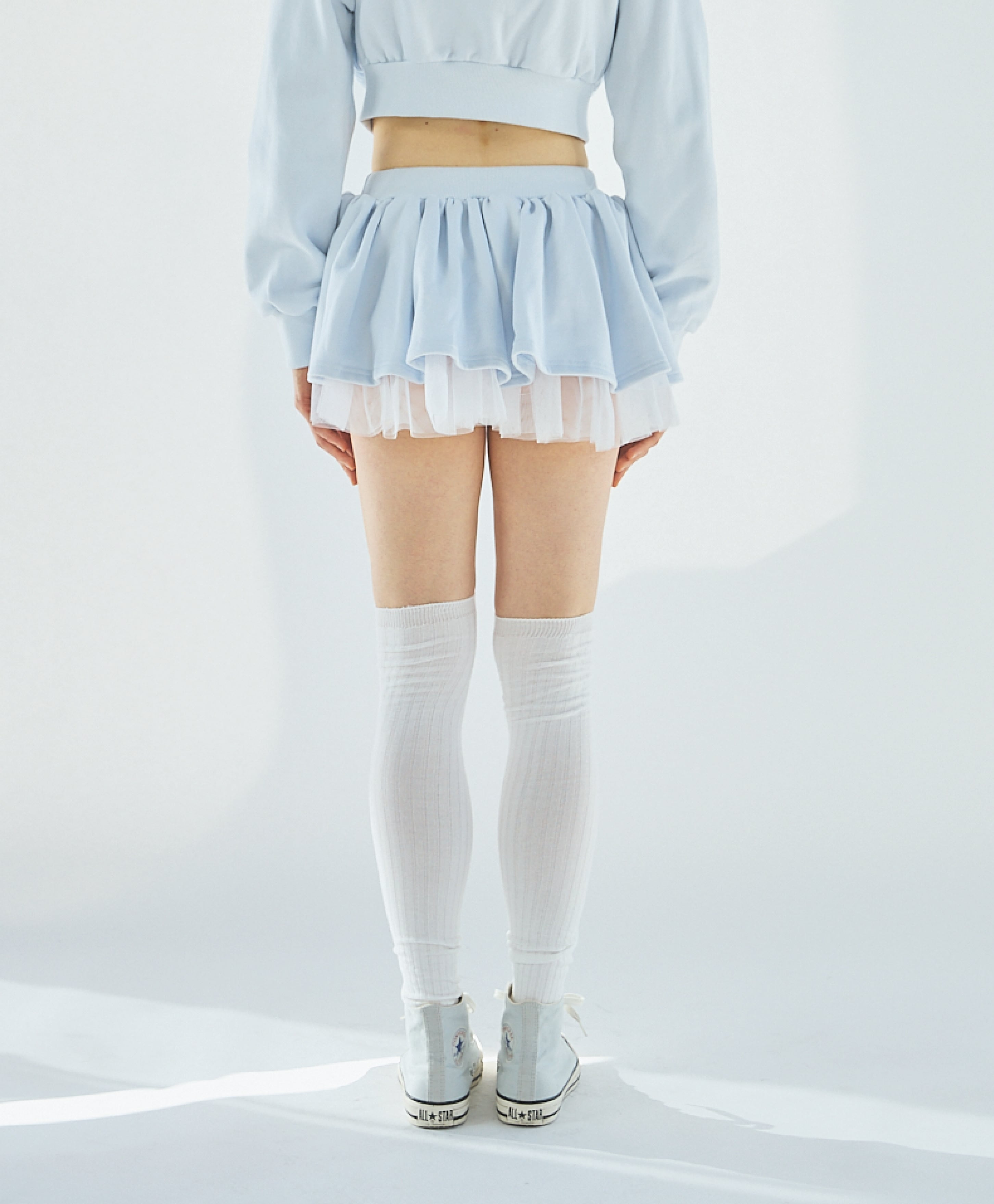 lilLilly チュールレイヤードスウェットミニスカート ブルー S/S チュールレイヤードスウェットミニスカート | lilLilly official