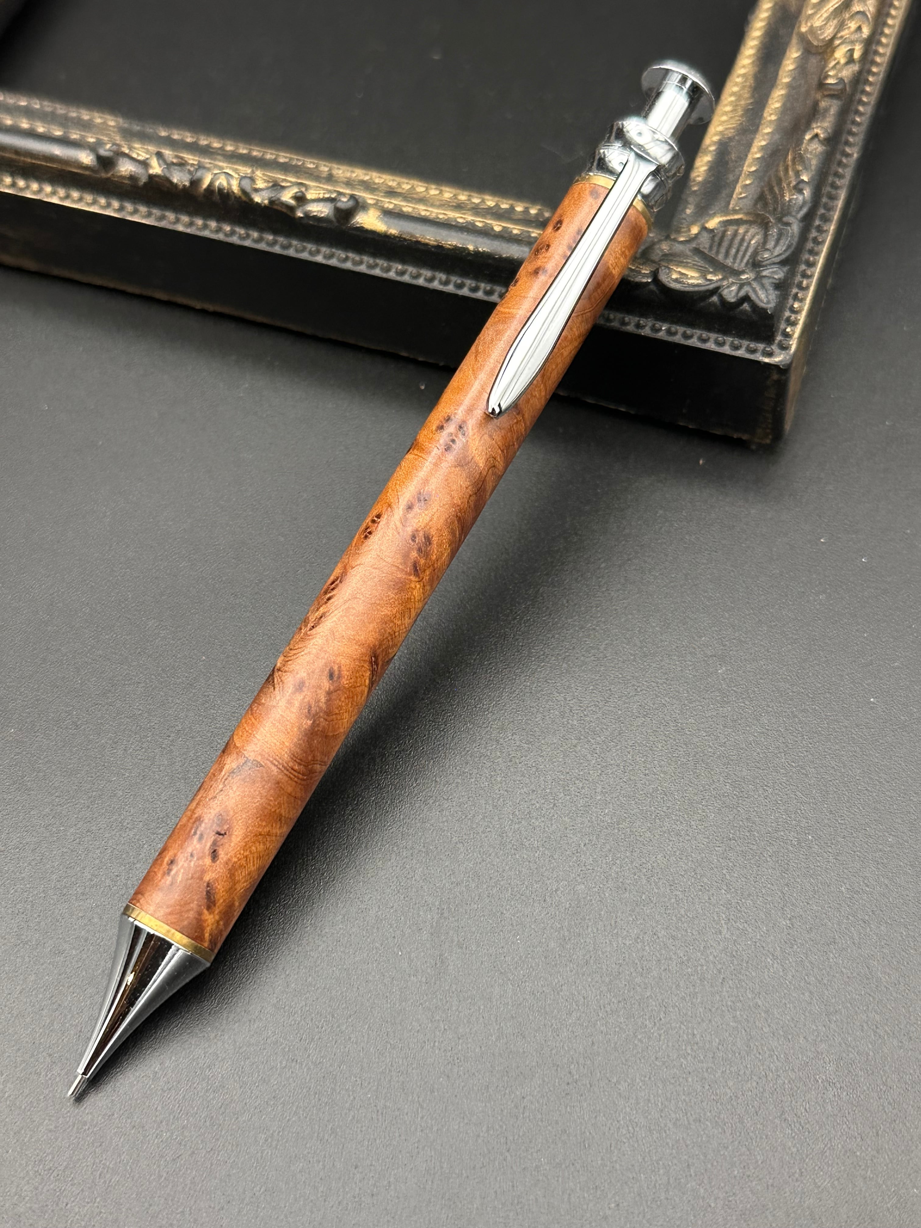 ［栃　縮杢　スタビライズドウッド　］ 木軸ペン　木軸　シャーペン　木軸シャーペン スタビライズドウッド 木軸シャープペンシル | やまだ工房