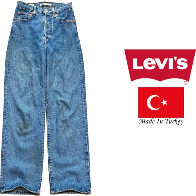 1点物◇トルコ製リーバイス革パッチ内股シングルBig Eジーンズ24デニム 