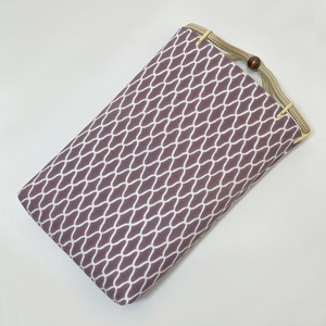 マチ付巾着　＃網柄(薄紫地に白色柄)