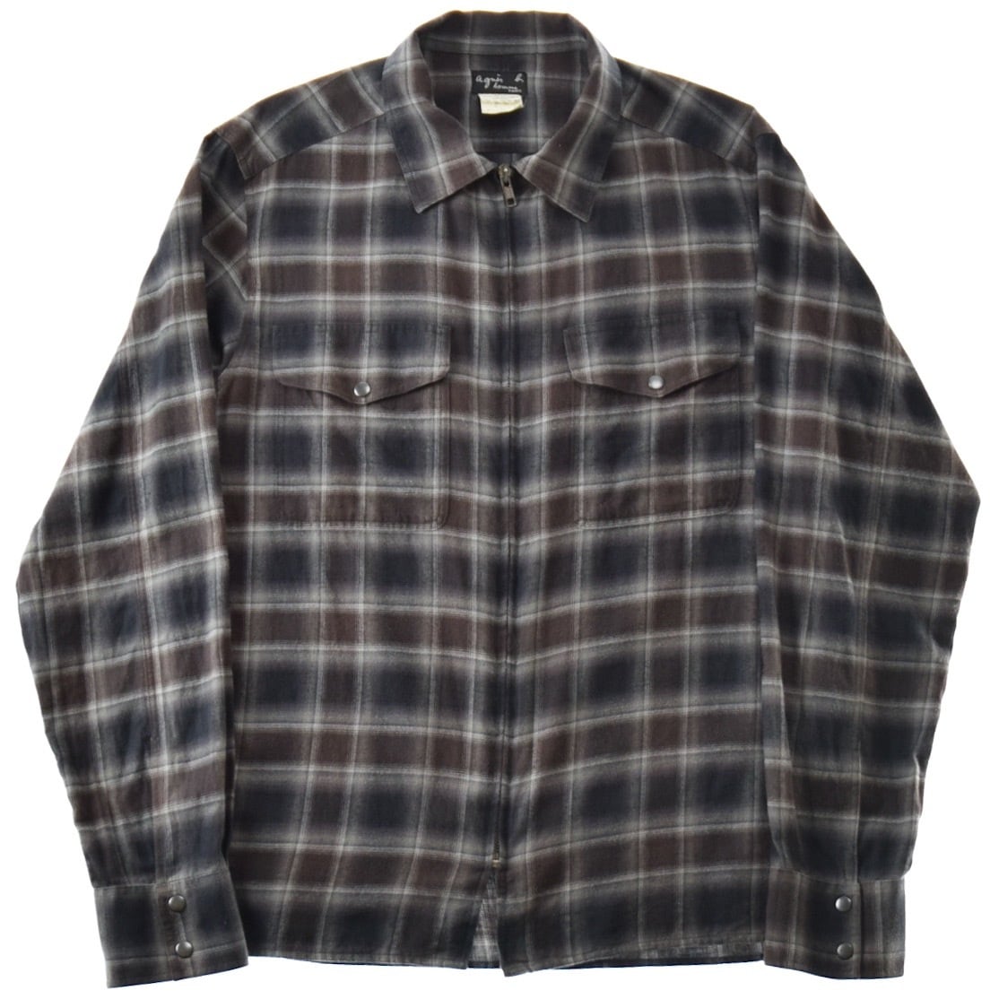 agnes b." Full Zip Ombre Check Shirt / アニエスベー シャドー