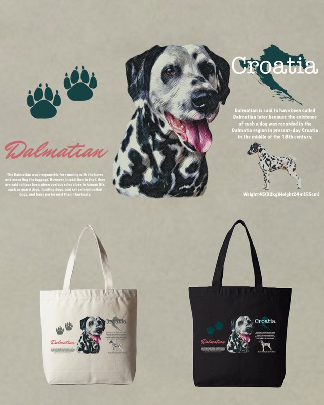 LAPSI  DOG BOOK Dalmatian canvas tote bag