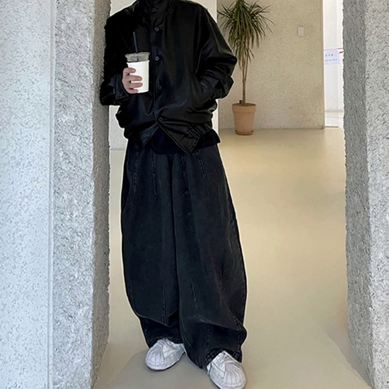レトロウォッシュワイドレッグデニム　1283