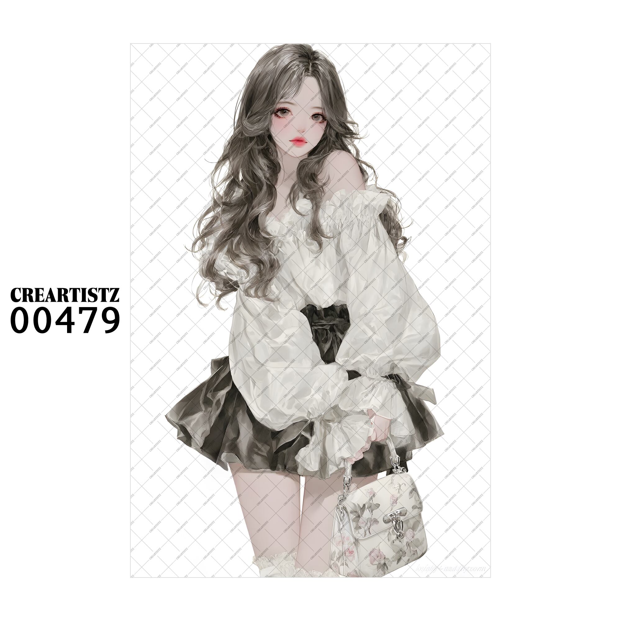 00479 ガール キュート オリジナル ペーパー/ステッカー 4枚セット CREARTISTZ