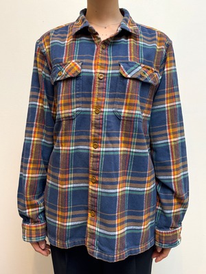 BL18-2 USED patagonia CHECK SHIRT -NAVY-